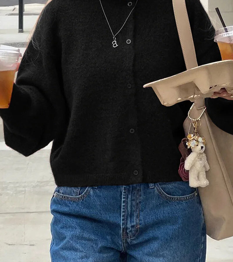 Cropped Knit Button Cardigan