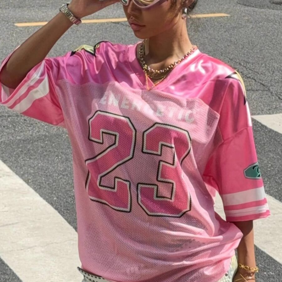 Fashion Loose Street Print Color Block Sporty T-shirt