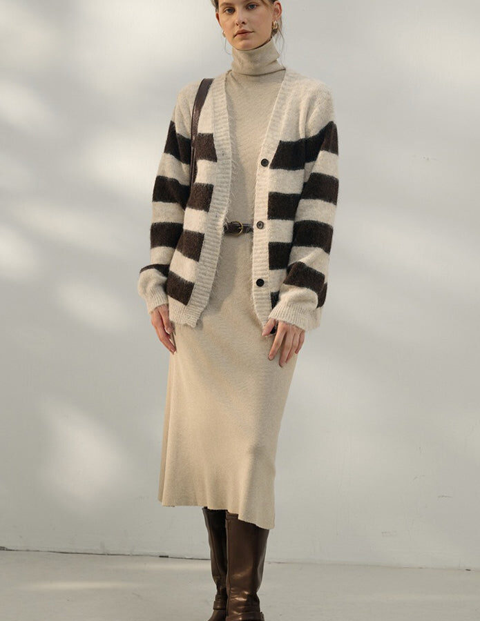 Relaxed Stripe Knit Cardigan